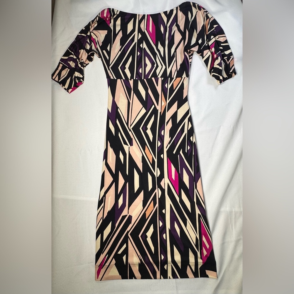 Diane von Furstenberg  100% Silk Geometric Print Dress- Size 4 - Picture 2 of 5